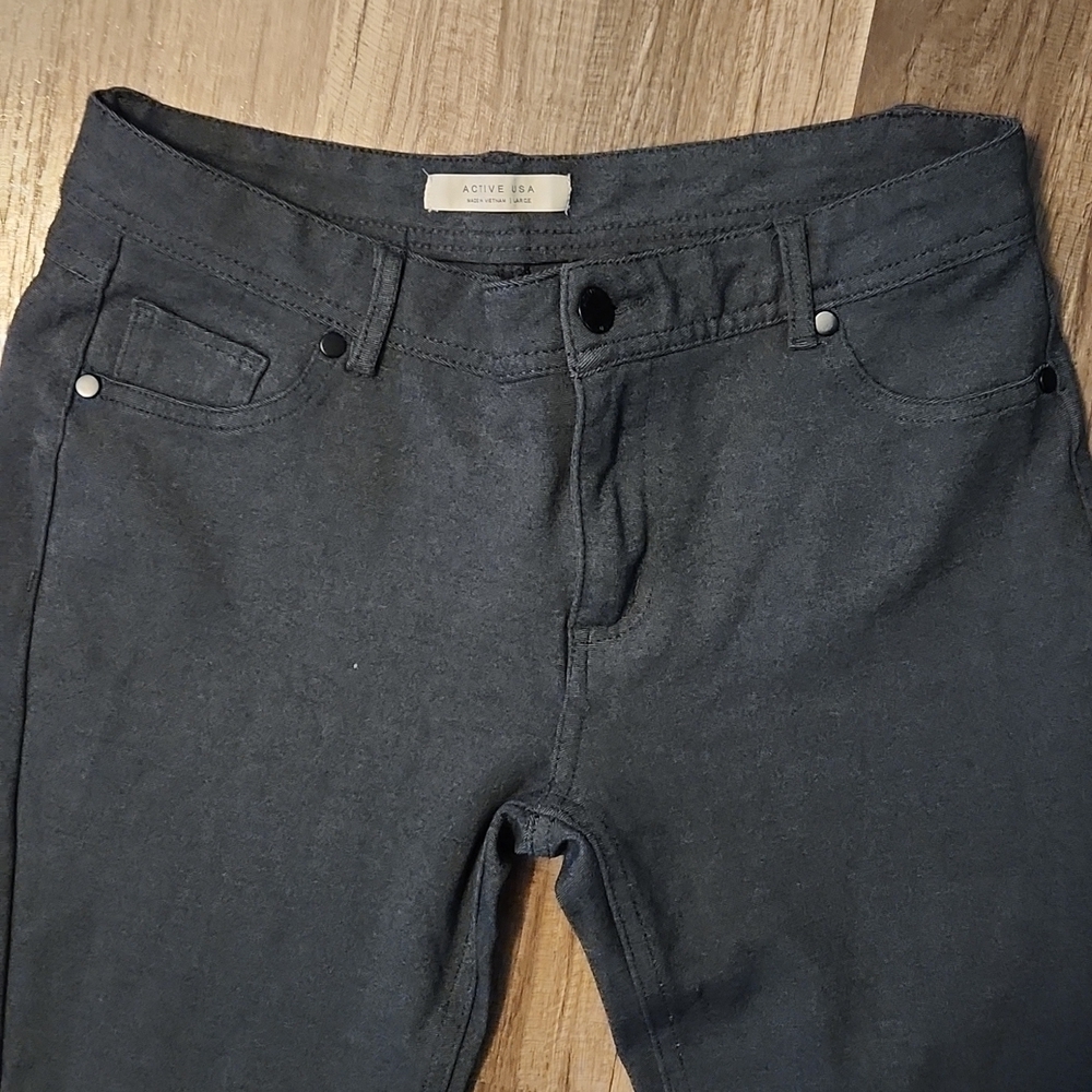 ACTIVE USA Skinkony Jeans/ Strech Dress Pants Dark Charcoal Grey Size Large - Picture 4 of 7